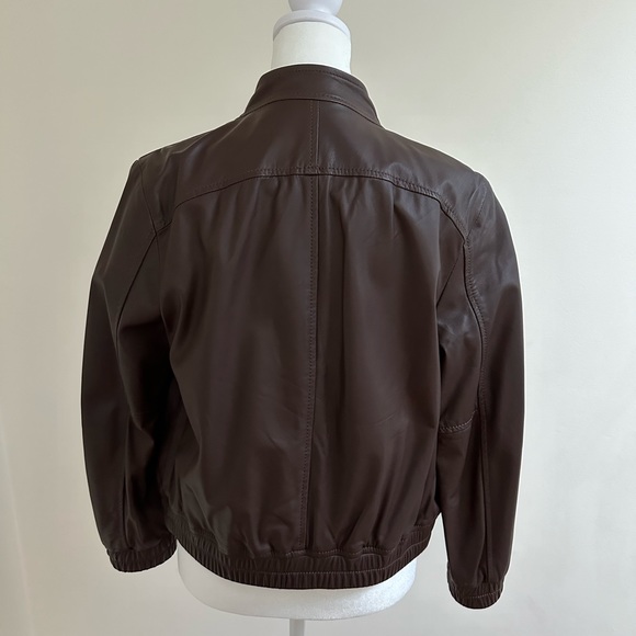 Theory Brown Leather Jacket - Picture 3 of 4